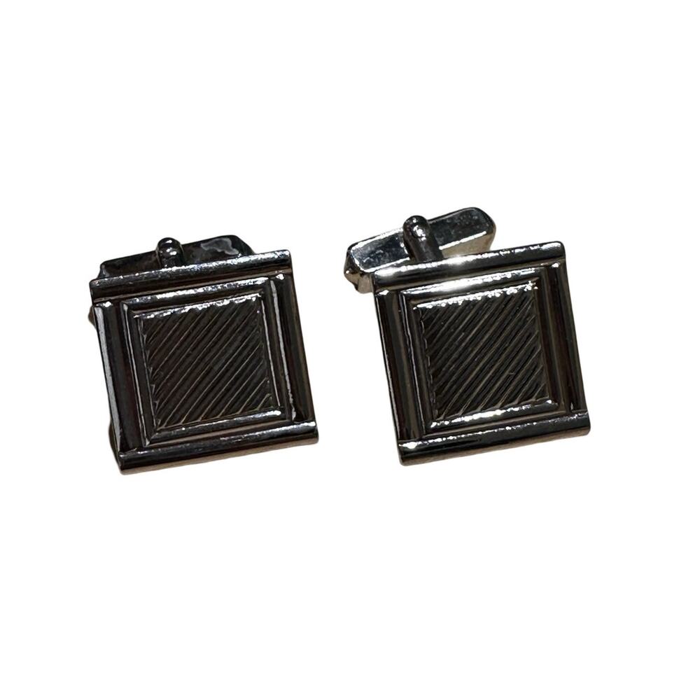 Vintage Swank Silver Square Cuff Links